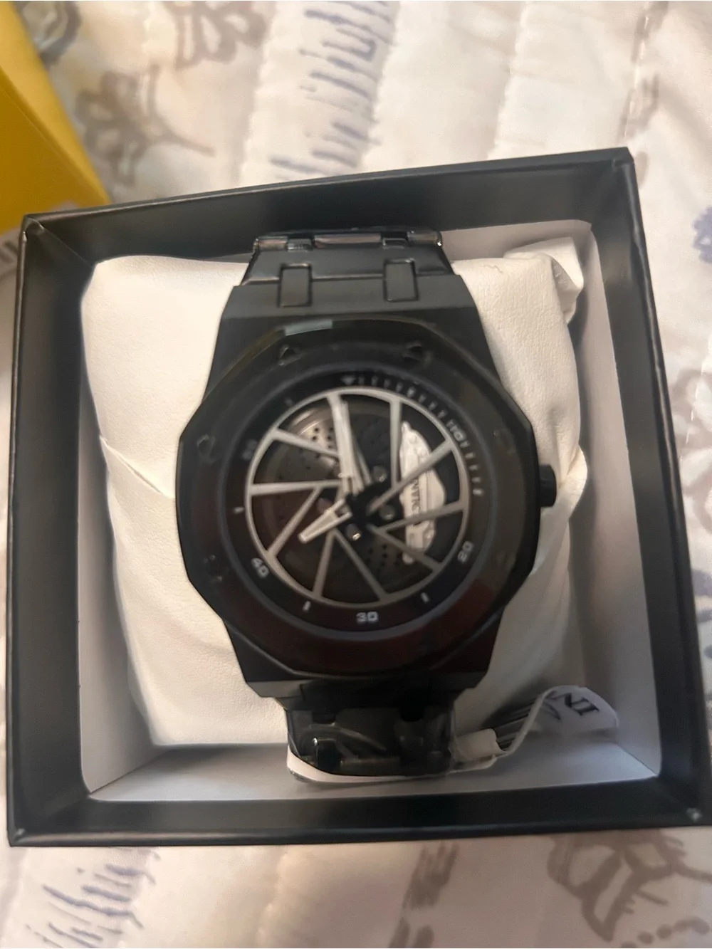 Invicta Black Men's Skeleton Dial Watch